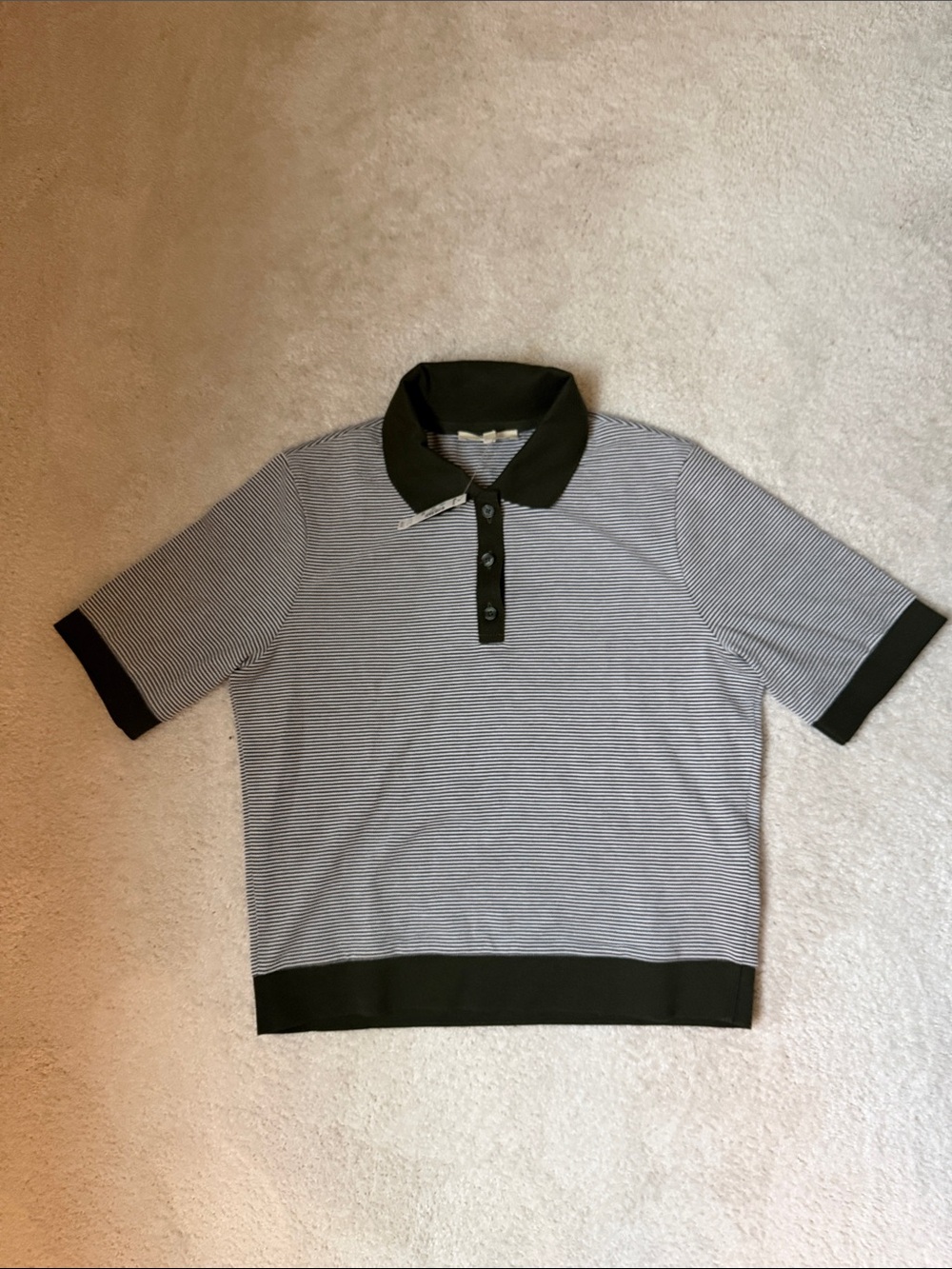 Madewell Black & White Striped Short-Sleeve Polo